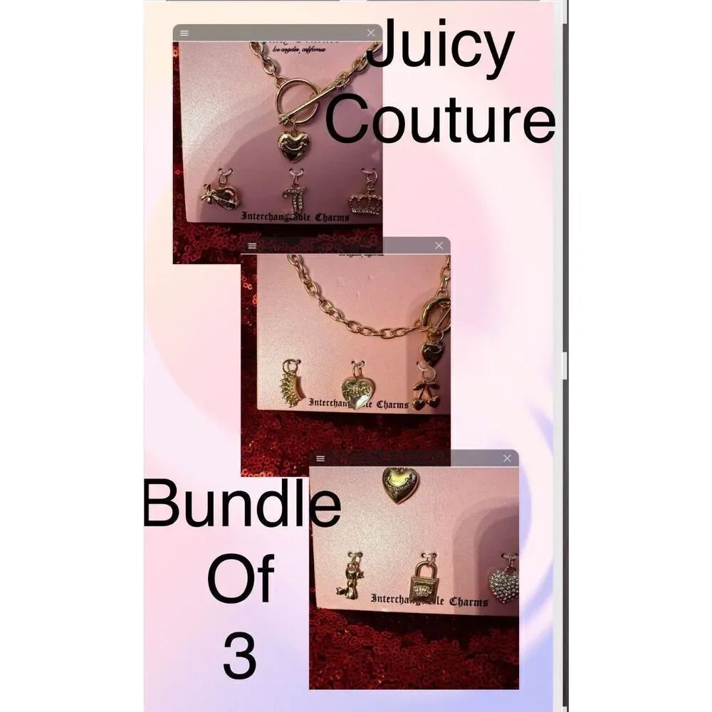 Heritage y2k juicy couture interchangeable 9x charm necklace's gold bundle/lot